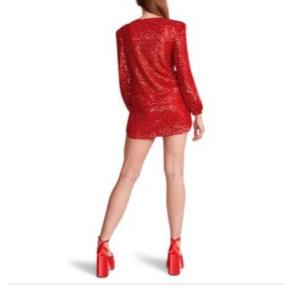 Steve Madden x BB Dakota Women's Delorean Mini Dress Red Sequin Dress Size Small - Picture 2 of 12